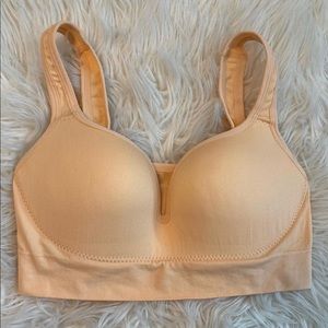 shein apricot medium support padded sports bra